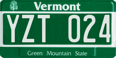 VT license plate YZT024