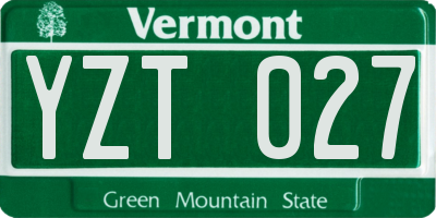 VT license plate YZT027