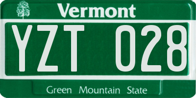 VT license plate YZT028