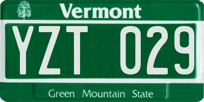 VT license plate YZT029