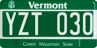 VT license plate YZT030
