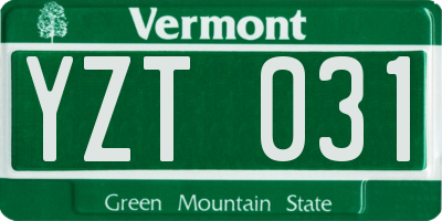 VT license plate YZT031