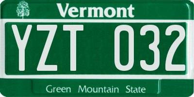 VT license plate YZT032