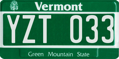 VT license plate YZT033