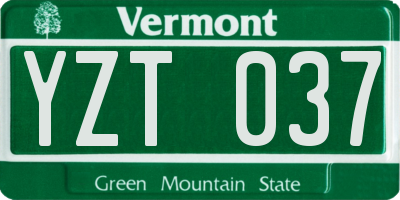 VT license plate YZT037
