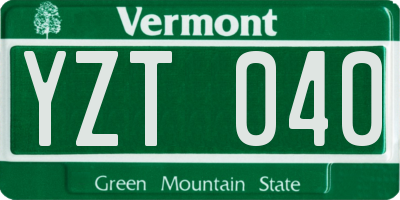VT license plate YZT040