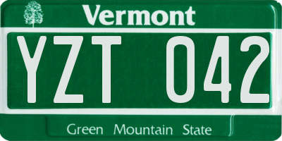 VT license plate YZT042