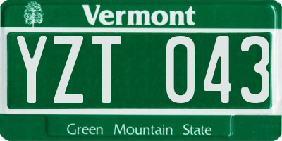 VT license plate YZT043