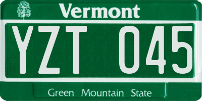 VT license plate YZT045