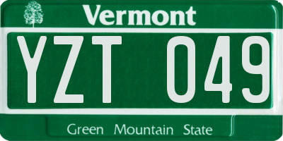 VT license plate YZT049
