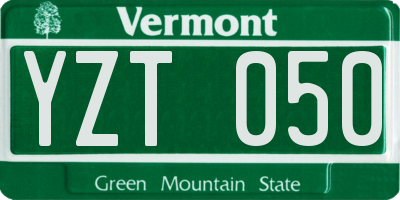 VT license plate YZT050