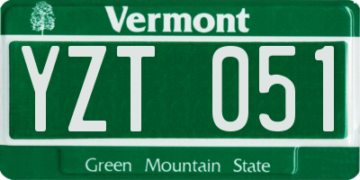 VT license plate YZT051
