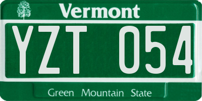 VT license plate YZT054