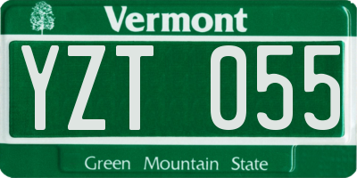 VT license plate YZT055