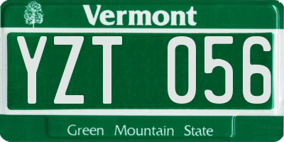 VT license plate YZT056