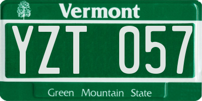 VT license plate YZT057
