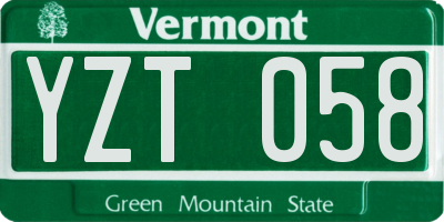 VT license plate YZT058