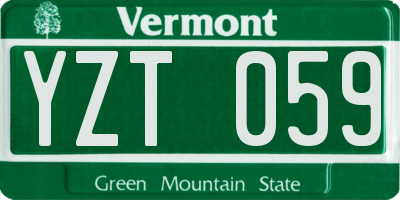 VT license plate YZT059