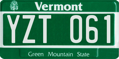 VT license plate YZT061