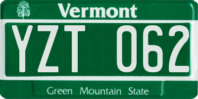 VT license plate YZT062