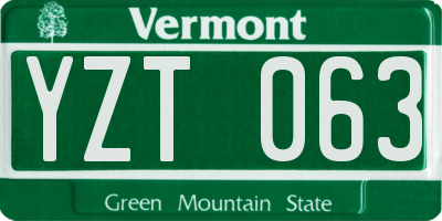 VT license plate YZT063