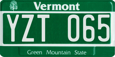 VT license plate YZT065