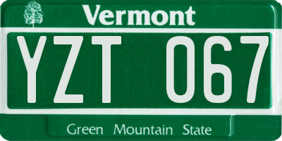 VT license plate YZT067