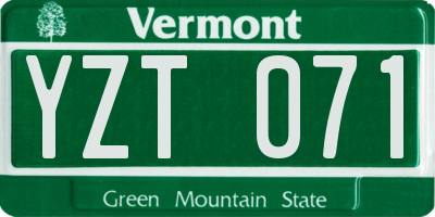 VT license plate YZT071