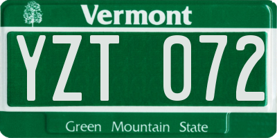 VT license plate YZT072