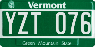VT license plate YZT076