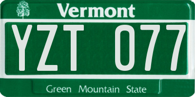 VT license plate YZT077