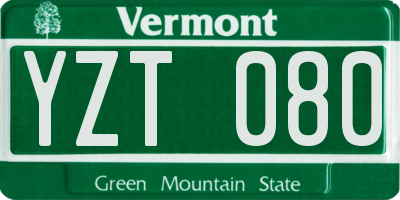VT license plate YZT080