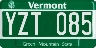VT license plate YZT085