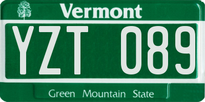 VT license plate YZT089