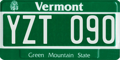 VT license plate YZT090