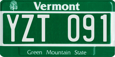 VT license plate YZT091