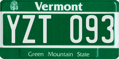 VT license plate YZT093