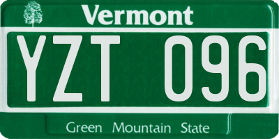VT license plate YZT096