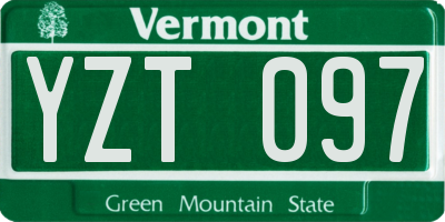 VT license plate YZT097