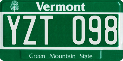 VT license plate YZT098