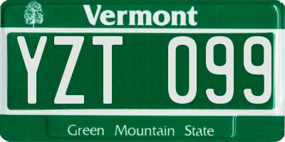 VT license plate YZT099