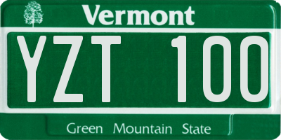 VT license plate YZT100
