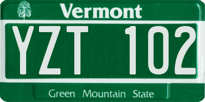 VT license plate YZT102