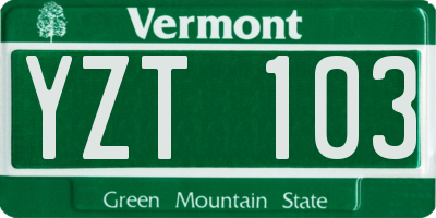VT license plate YZT103