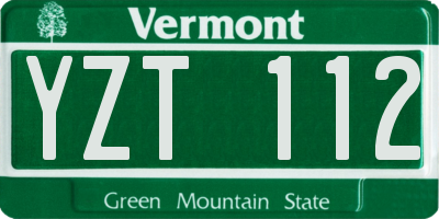 VT license plate YZT112