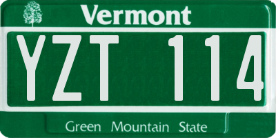 VT license plate YZT114