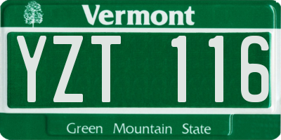 VT license plate YZT116