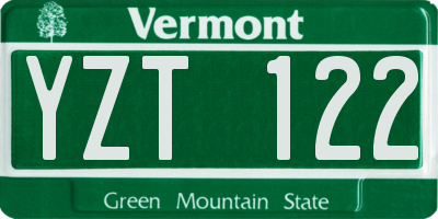 VT license plate YZT122