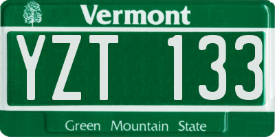VT license plate YZT133
