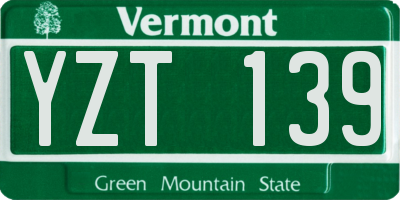 VT license plate YZT139